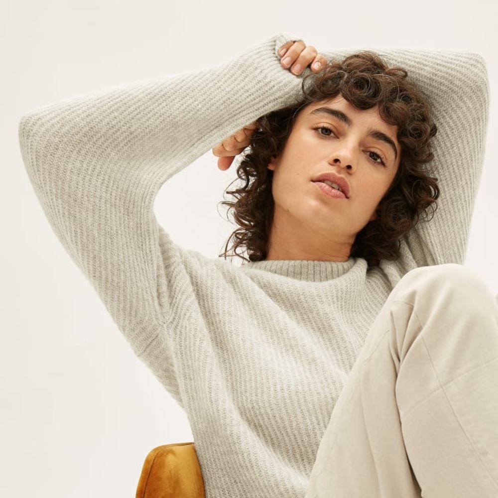 The Oversized Alpaca Crew — Almond Color